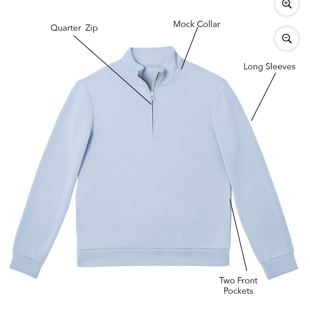 NWT- Member’s Mark Men Quarter-Zip Pullover in Light Blue. Size 3X - Picture 8 of 10